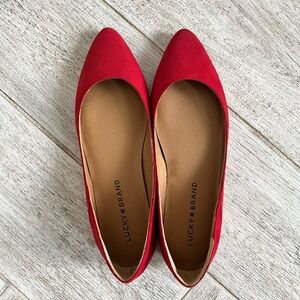 Lucky Brand red suede ballet flats with a pointed toe - Brand new without tag